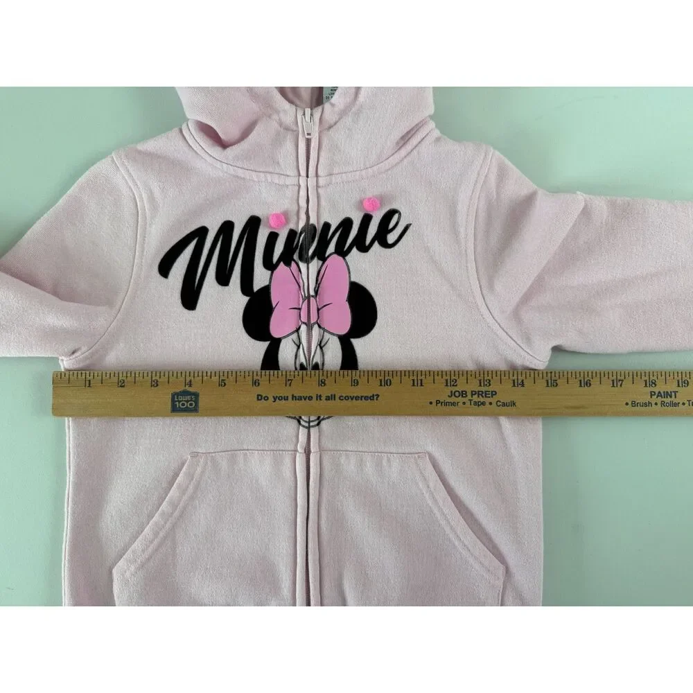 Disney Junior Girls Minnie Mouse Pink Zip Up Hoodie Size 7